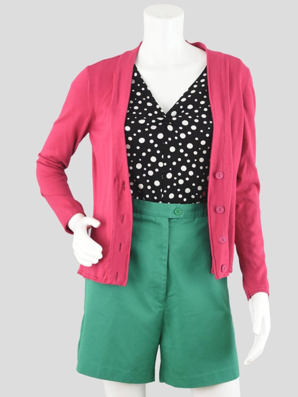 Vintage Magenta Pink Lightweight Preppy Cardigan Talbots Women's Petite Small